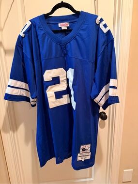 Mitchell & Ness Royal Blue and White Football Jersey #21